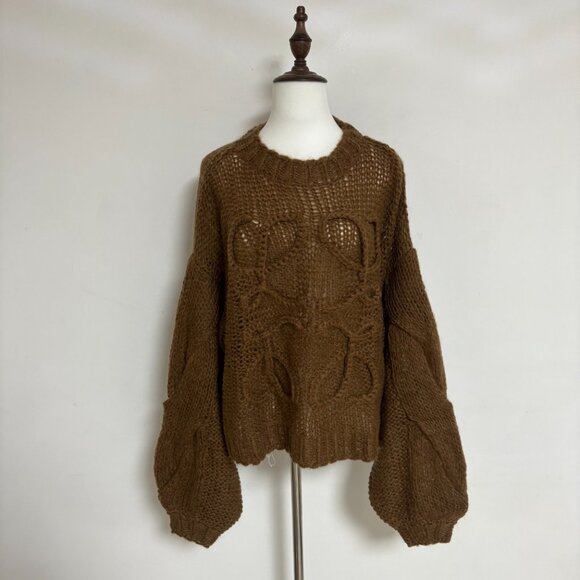 Loewe Anagram Openwork Knit Letter Combination Mohair Blend Sweater - Picture 6 of 15